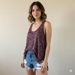Aritzia Wilfred Free Ornella Tank Top Heathered Sleeveless Burgundy Size XS